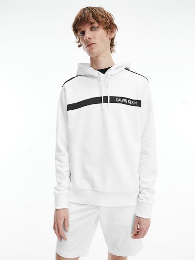 Calvin Klein Ruhák HU122450 | Calvin Klein Organic Cotton Stripe Logo Férfi Kapucnis Pulóver Világos
